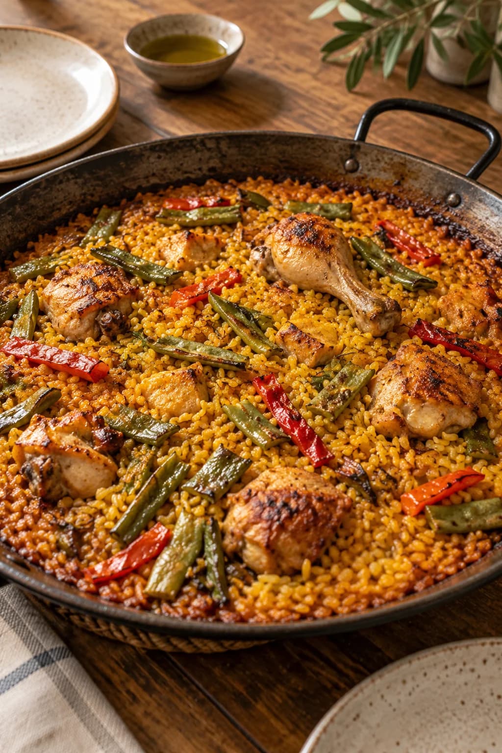 Paella de arroz para compartir